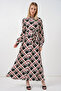 Women's Buttoned Long Hijab Dress 1548 - Black - Beige - 3