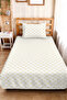 Yellow Geometric Modern Young Room Single Pique Set - Minimal 160X220 cm Quilted Bedspread - 2