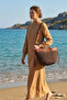 Leather Detailed Straw Bag - Brown |   Cnt2604-3 - 2