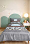 Gray Geometric Youth Room Single Pique Set - Blue Brown 160X220 cm Quilted Bedspread - 2