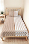 Beige Geometric Modern Young Room Single Pique Set-Ecru Minimal 160X220Cm Quilted Bedspread - 2