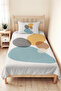 Geometric Blue Modern Young Room Single Pique Set-Hardal Gray 160X220 cm Quilted Bedspread - 6