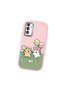 Samsung Galaxy F23 Compatible Case Camera Protector Pink Silicone Couple Phone Case Line Patterned - 3