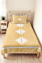 Yellow Geometric Modern Single Duvet Set - White Minimal 160X220 cm Quilted Bedspread - 4