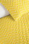 Yellow Geometric Youth Room Single Pique Set - Modern Zigzag 160X220 cm Quilted Bedspread - 3