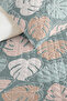 Tropical Leaf Green Young Room Single Pique Set - Modern Powder 160X220 cm Bedspread - 3