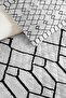 Gray Geometric Modern Young Room Single Pique Set-Black and White 160X220 cm Quilted Bedspread - 3