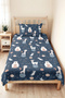 Blue Children's Room Single Pique Set with Space Animals - Pastel Galaxy 160X220 cm Bedspread - 5