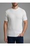 Men's Beige Corded Fabric Knitwear Slim Fit T-Shirt - 5