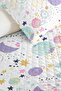 Space Themed Pastel Children's Room Single Pique Set - Starry Lilac Mint 160X220 cm Bedspread - 3