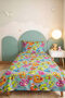 Colorful Number Themed Children's Single Pique Set - Gray Turquoise Bohemian 160X220 cm Summer Bedspread - 5