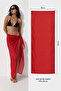 Chiffon Pareo Women's Summer Beach Pareo Lightweight Shawl Plain Pattern Sea Holiday Pareo - Red - 3