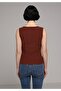Slim Fit Sleeveless Women's Brown Tank Top - 2