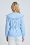 Blue Oversize Fit Lace Riviera Wide Collar Tie-Up Shirt - 7