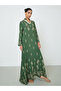 Green Embroidered Stand Collar Jalabiya