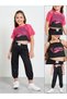 Pack of 3 - Printed Top, Crop T-Shirt and Joggers Sports Set