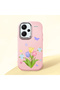 Redmi Note 13 Pro Plus 5g Compatible Case with Camera Protection Pink Silicone Couple Phone Case with Floral Pattern