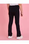 Girls Black Rib Flared Leggings - 3
