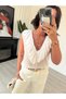 Women's V-Neck Ruffled Flounce Stylish Transparent Blouse - 5