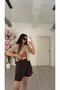 Brown Tencel Fabric Shorts