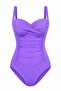 French-Inspired Draped Lilac Swimsuit Pareo Set of 2 with Corset Effect and Adjustable Straps - 3