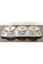 Wicker Frame Gold-Silver Bowl Set with Tray & Sugar Bowl & Serving Plate & Snack Bowl - with Striped Bowl - 5