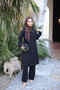 Black Tunic Trouser Suit with Tie Detail