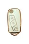 Luxury Fiat Linea, Fiorino Ducato, Boxer, Jumper Keyed Nano White Gold Gold Color Key Case Cover - 2