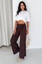 Women's Brown Casual Wide-Leg Trousers with Tie Detail