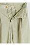 Green Linen Blend Pleated Girls' Capri Pants - 4