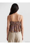 Trendlucky V-Neck Rope Strap Patterned Blouse with Difference - 4