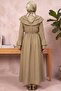 Button-Front Flounce Hijab Dress - Long Casual Dress with Ruffle Detail - 4