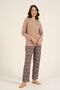 بدلة بيجامة نسائية ذات أكمام طويلة باللون البني من Everyday Is A Fresh Start AR3769-S-V2 - 2