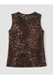 Original Oval Collar Leopard Patterned Blouse - 4