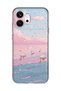 Honor 600 Compatible Pink Sky and Swan Pattern Transparent Phone Case
