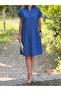 Polo Collar Tencel Jean Dress with Draped Shoulders - 4