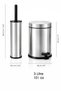 2-Piece Modern Bathroom Set - 3Lt Trash Can with Metal Inner Bucket and Toilet Brush Chrome - 6