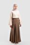 Pile Detailed Linen Trouser Skirt Brown - 2