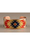 Copper Anatolian Kilim Patterned Wide Adjustable Clamp Bracelet - 3