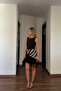 Zebra Tasseled Asymmetric Cut Tulle Shawl