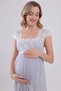 New Season Gray Lace Summer Special Design 100% Cotton Maternity Nightgown - 6