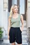 Women's Modal Diagonal High Waist Pleated Short Shorts with Side Pockets-Black - 6