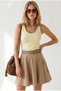 Women's Yellow Chain-Embellished Fitted Stretchy Ribbed Blouse Blz-19003419