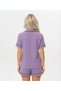 Women's Short Sleeve Purple Buttoned Shorts Heart Pajama Set - 3