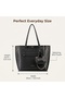 Large Leather Commuter Tote Bag with Mini Chain Pouch, Spacious Laptop Shoulder Bag for Work Office Daily Travel, Women Elegant Black Handbag - 6
