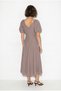 Women's Smoke V-Neck Waist Fitted Balloon Sleeve Midi Modal Dress 2796 60286413 - 5