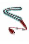 Capsule Cut Fire Amber Look Rosary with Black Stripe Detail and Metal Tassel - 2