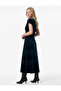 Slim Fit Short Batwing Sleeve Double-Breasted V-Neck Midi Length Velvet Dress