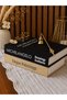 Fabric Decorative Book Box Set of 2 - Hidden Storage Box Black Beige Modern Home Decoration - 4
