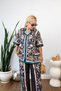 Patterned Linen Women's Top and Bottom Set - 3